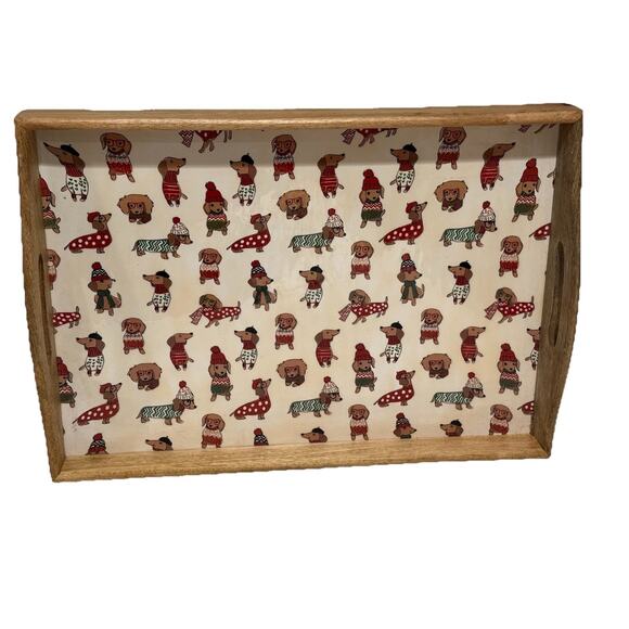 Cynthia Rowley Other - Cynthia Rowley Holiday Dog Dachshund Large Wood Serving Tray